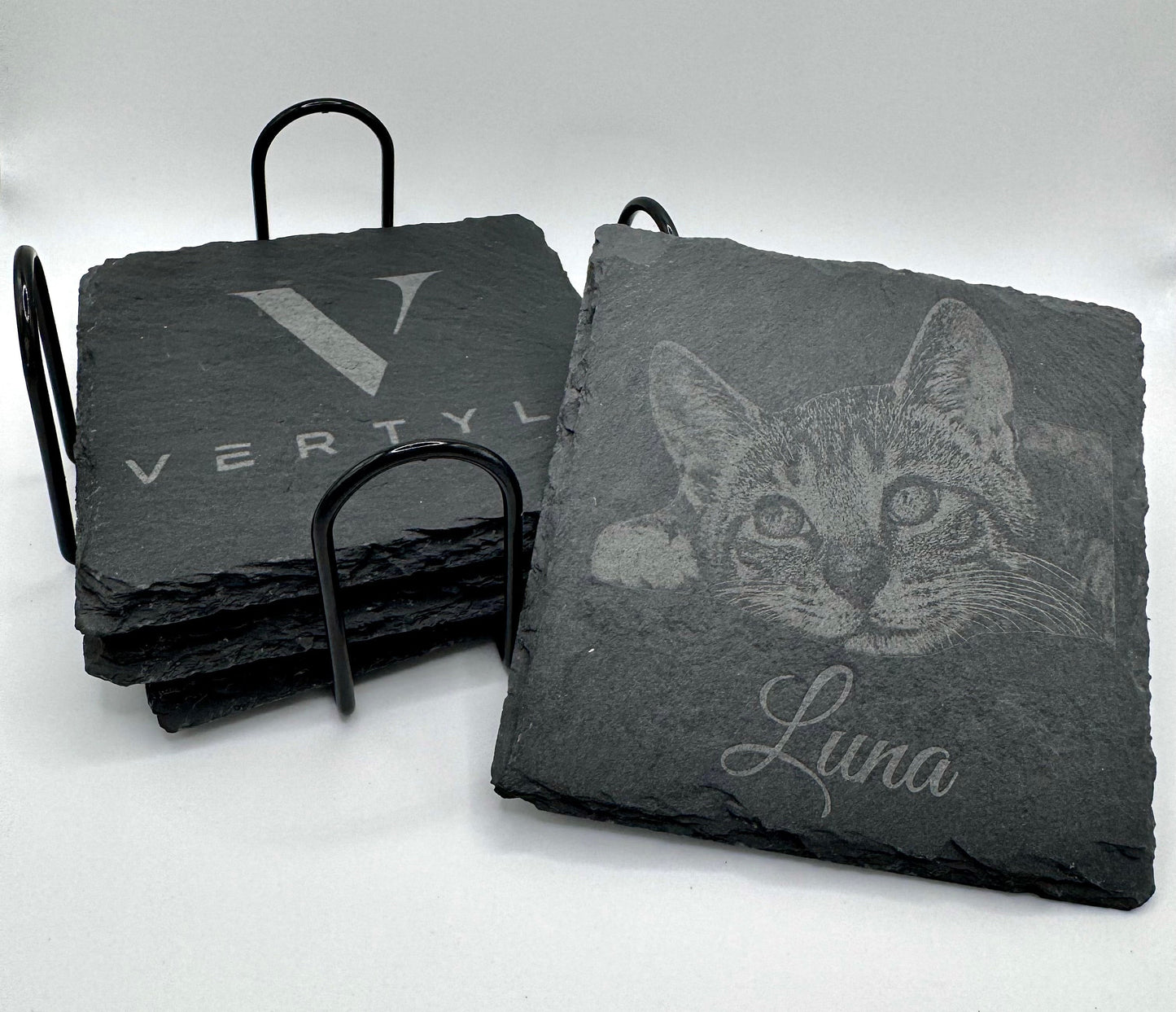 Personalized Engraved Slate Coaster Set