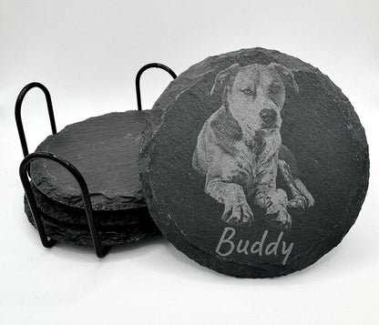 Personalized Engraved Slate Coaster Set