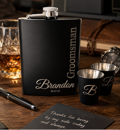 Personalized Engraved Flask Gift Set