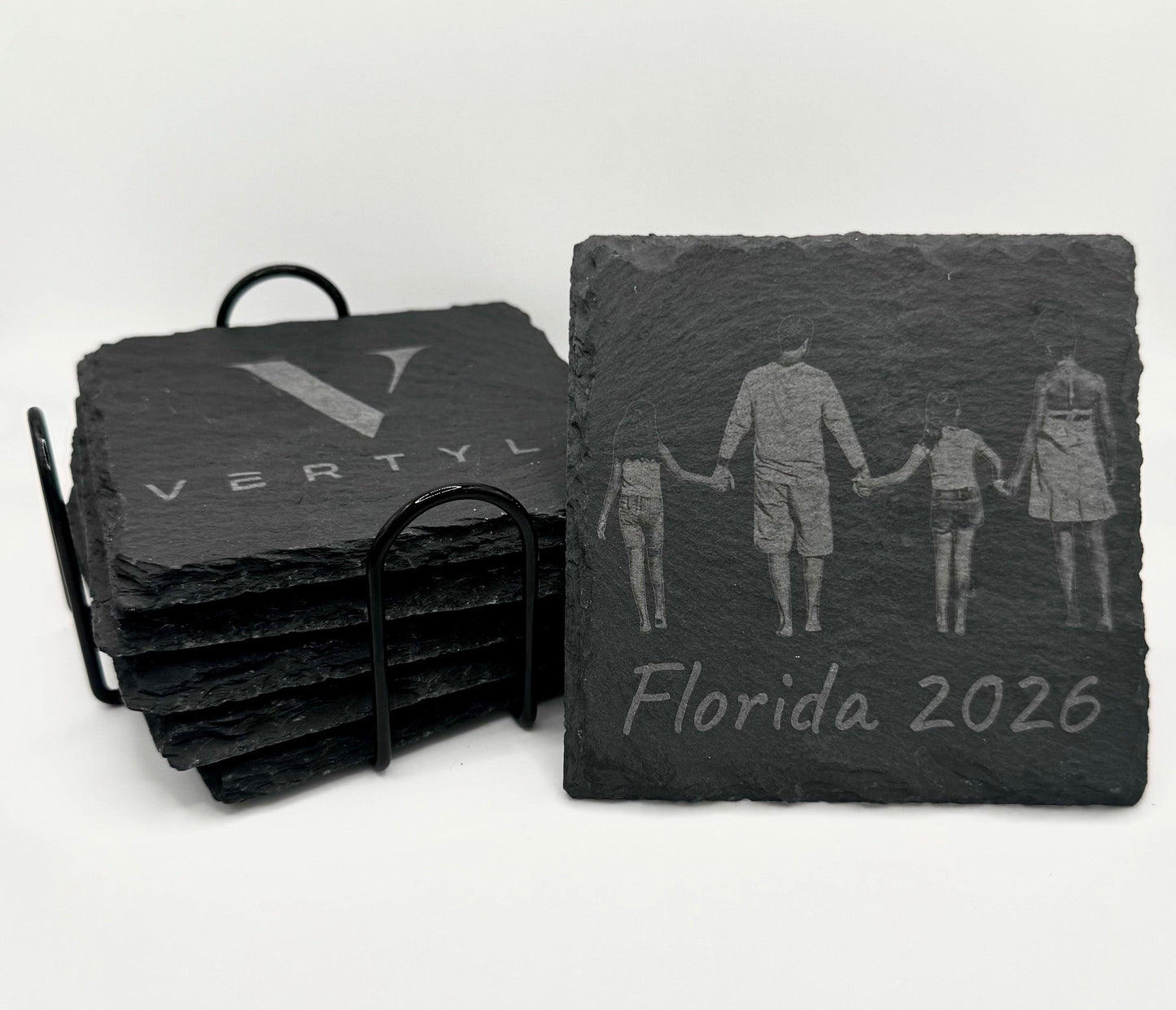 Personalized Engraved Slate Coaster Set