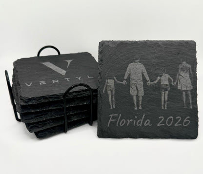 Personalized Engraved Slate Coaster Set