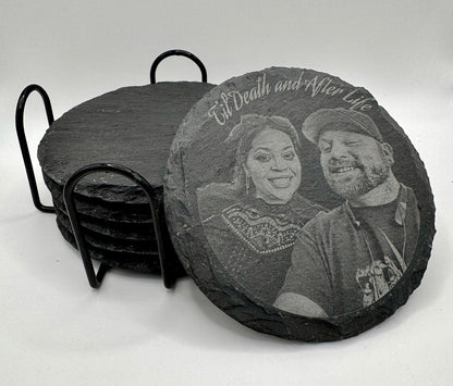Personalized Engraved Slate Coaster Set