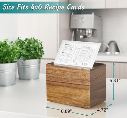 Personalized Wooden Recipe Box – (50 Blank Recipe Cards Included)