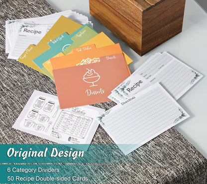 Personalized Wooden Recipe Box – (50 Blank Recipe Cards Included)