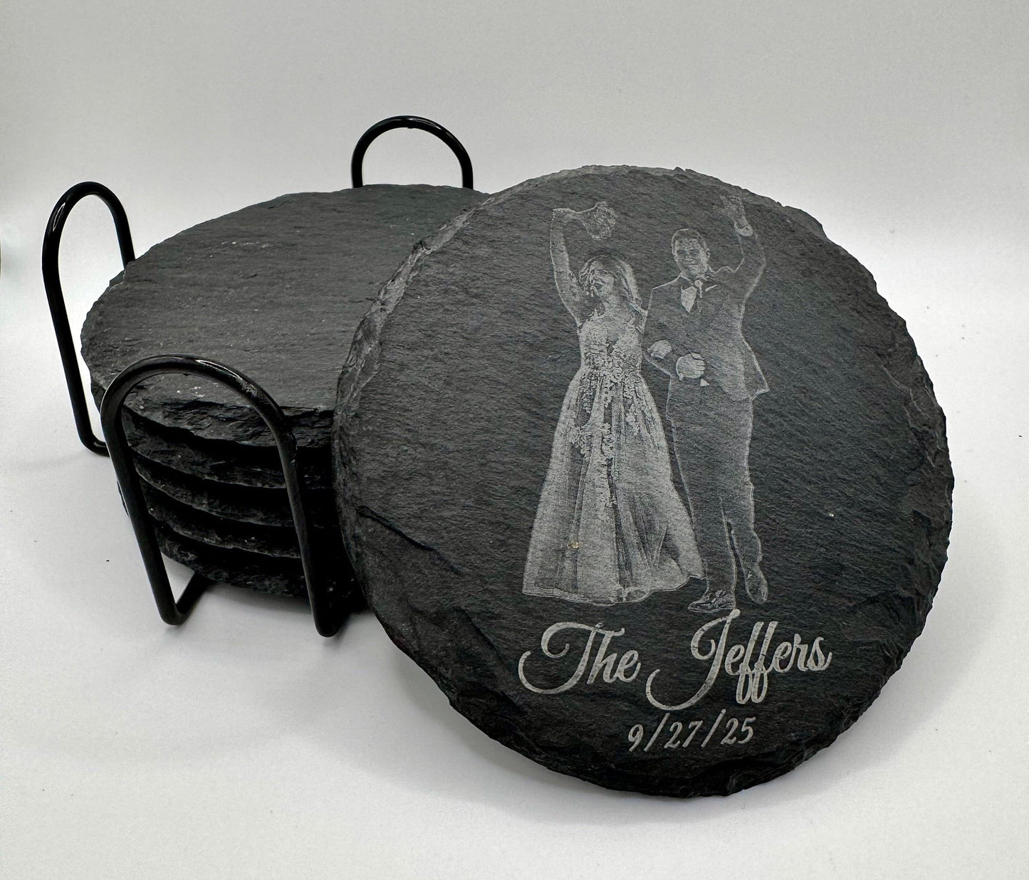 Personalized Engraved Slate Coaster Set