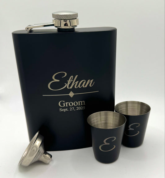 Personalized Engraved Flask Gift Set