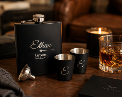 Personalized Engraved Flask Gift Set